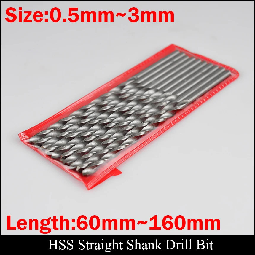 500Pieces 0.65x48mm Plastic Metal Wood AL High Speed Steel HSS Straight Shank Twist Drill Bit