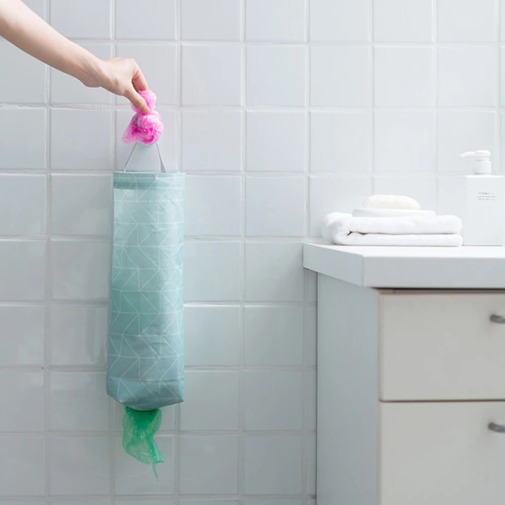 

2 Pcs Trash Bag Storage Pouch Oxford Cloth Foldable Hanging Reusable Waterproof Dustproof Kitchen ganizer Cupboard Eco Friendly