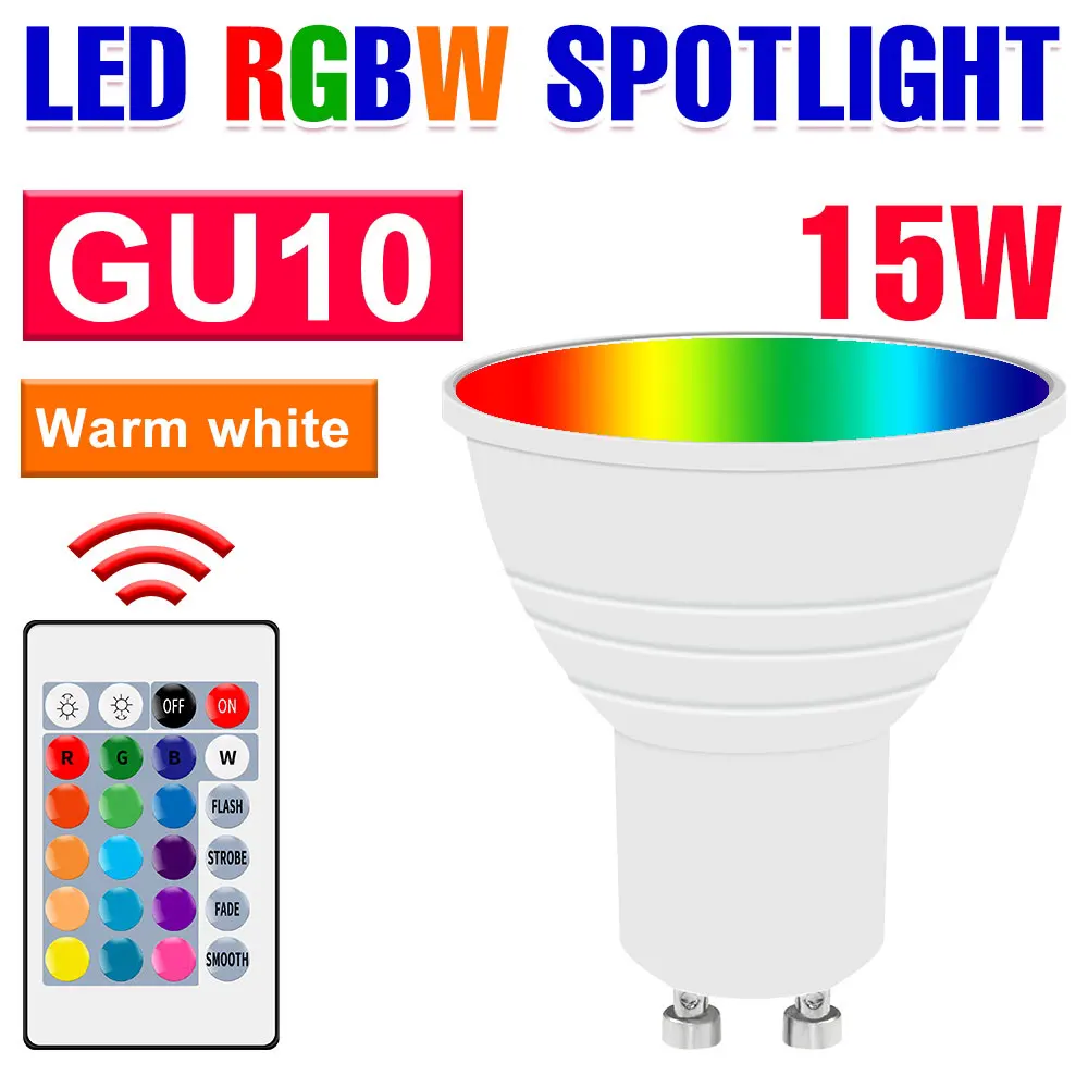 15W LED E27/E26 Gloeilamp RGBW Spotlight GU10 IR Afstandsbediening Plafondlamp E14 LED Kroonluchter Lampen MR16 Voor Thuis Party Decor