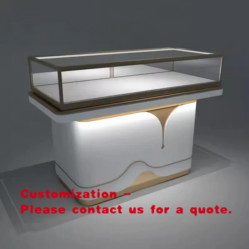 custom.OEM Customized Modern Luxury Jewelry Display Cabinet LED Lighting Jewellery Shop Counter Showcase Design