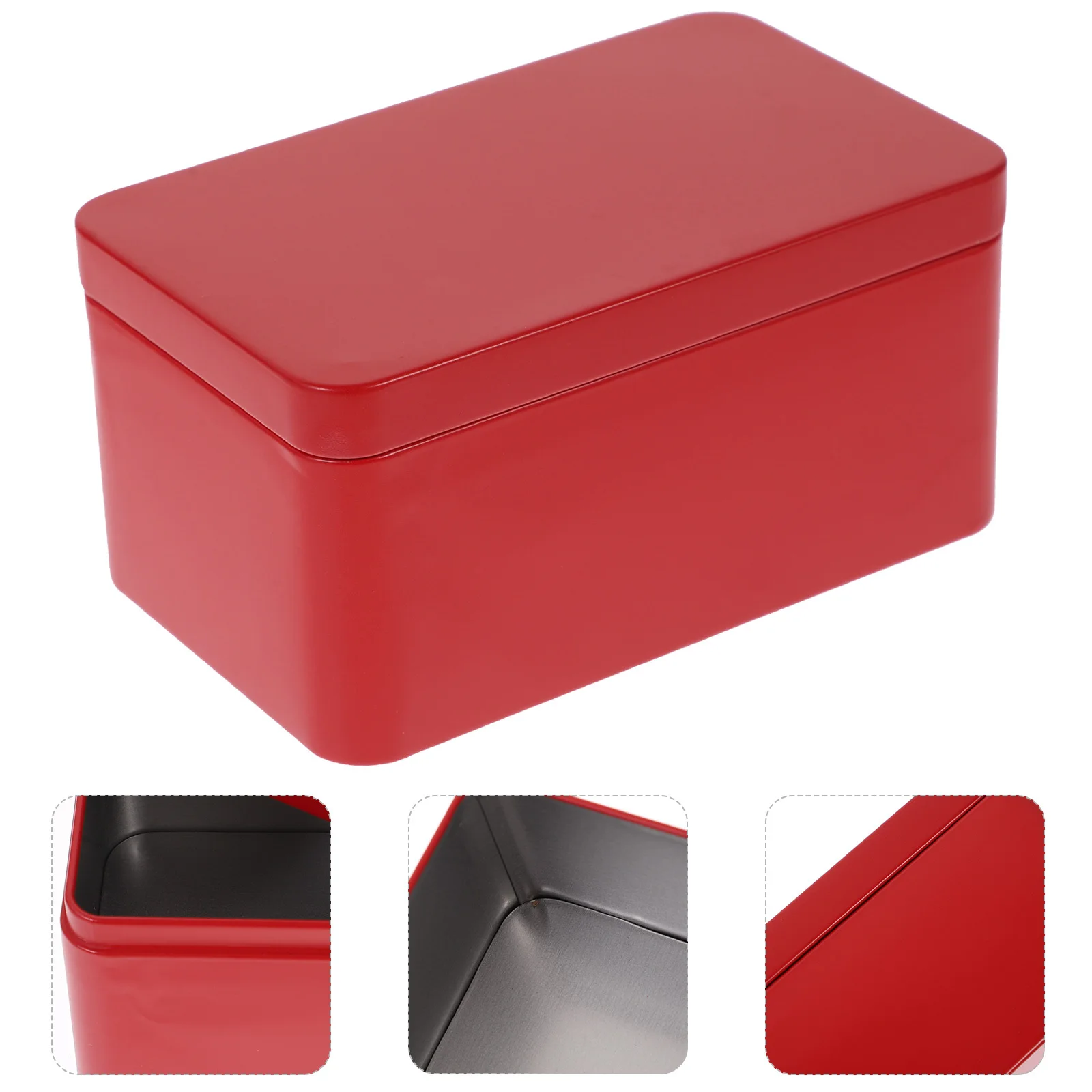 

2pcs Household Tea Box Rectangular Tinplate Storage Jar With Large Capacity Dustproof Sealing Lid For Bulk Tea Coffee Beans