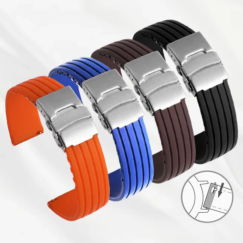 UTHAI Silicone strap 18mm 20mm 22mm 24mm For Huawei For Samsung tire pattern waterproof smart watch accessories Watchband