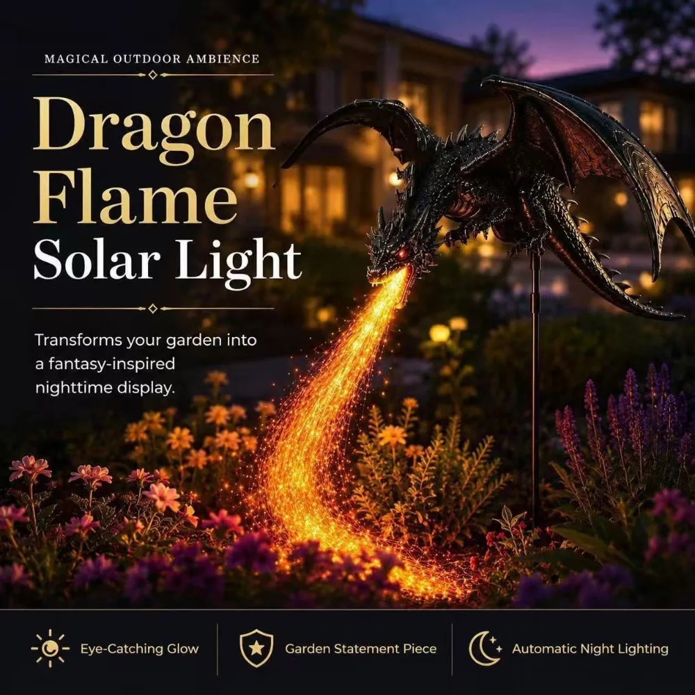 Solar Fire Dragon Garden Stake Light Patio Lawn Holiday Decoration Home Decor Landscape Ornament