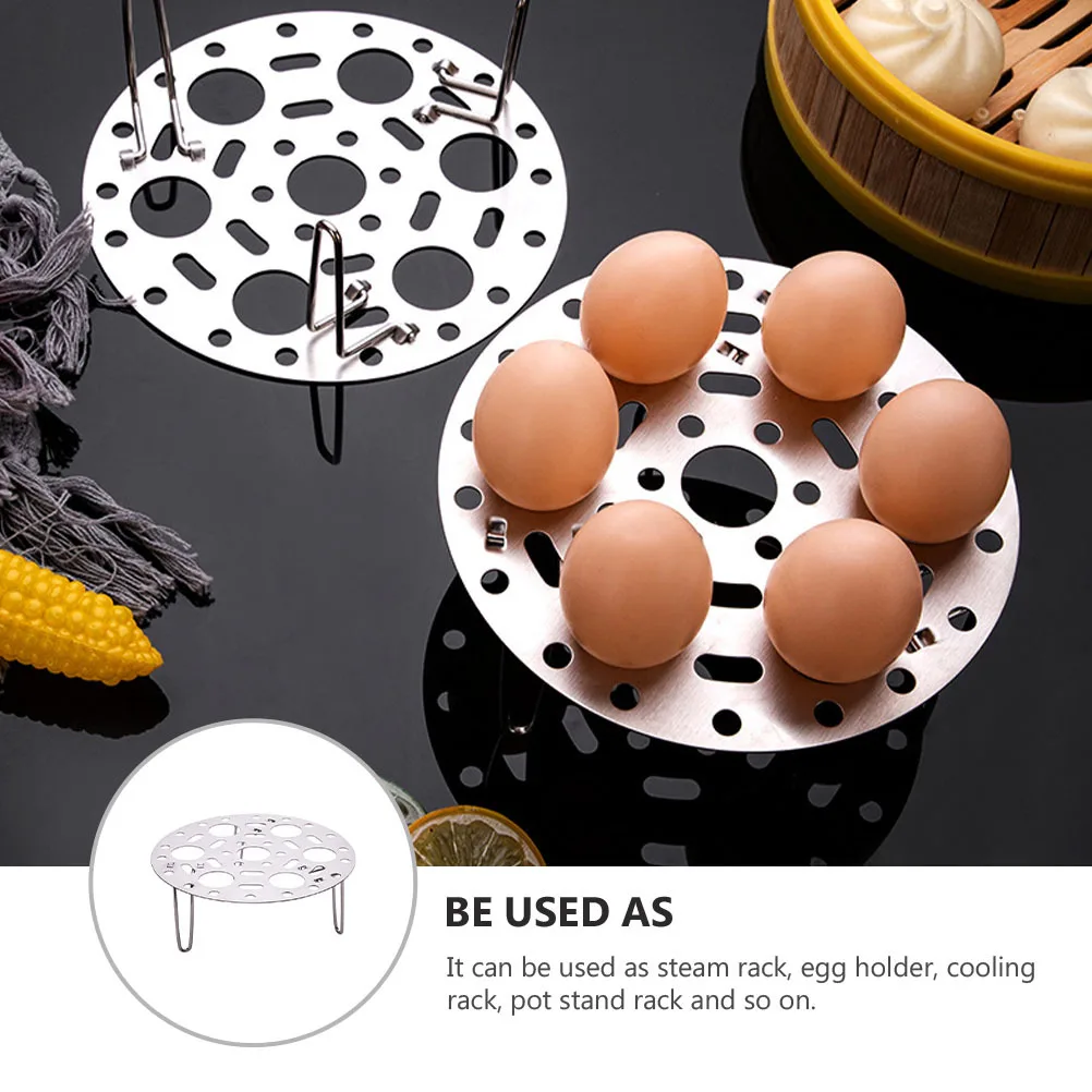 

1pc Stainless Steel Steaming Rack 20Cm Silver For Eggs Fish Buns Steamer Cooking Kitchen Cookware Steam Holder Rack