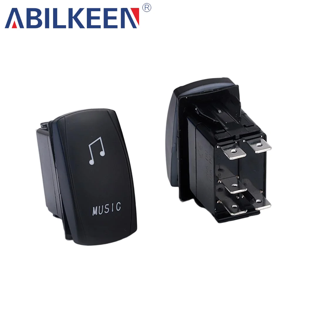 Premium Quality Music  with Lasered Symbol Metal Car Rocker Switch IP65 Waterproof 12V DC for Car Boat ATV UTV Electrical Device