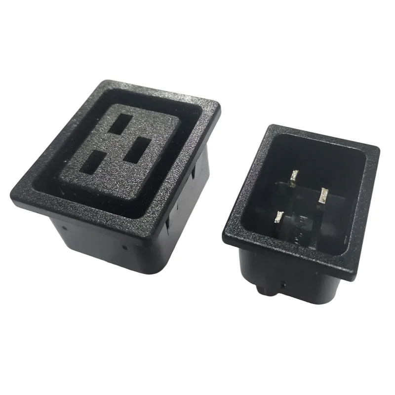 2PCS Black 16A 250V IEC320 C19 C20 universal Panel Mount Power Adaptor Plug connector socket PDU/UPS Industrial AC power socket
