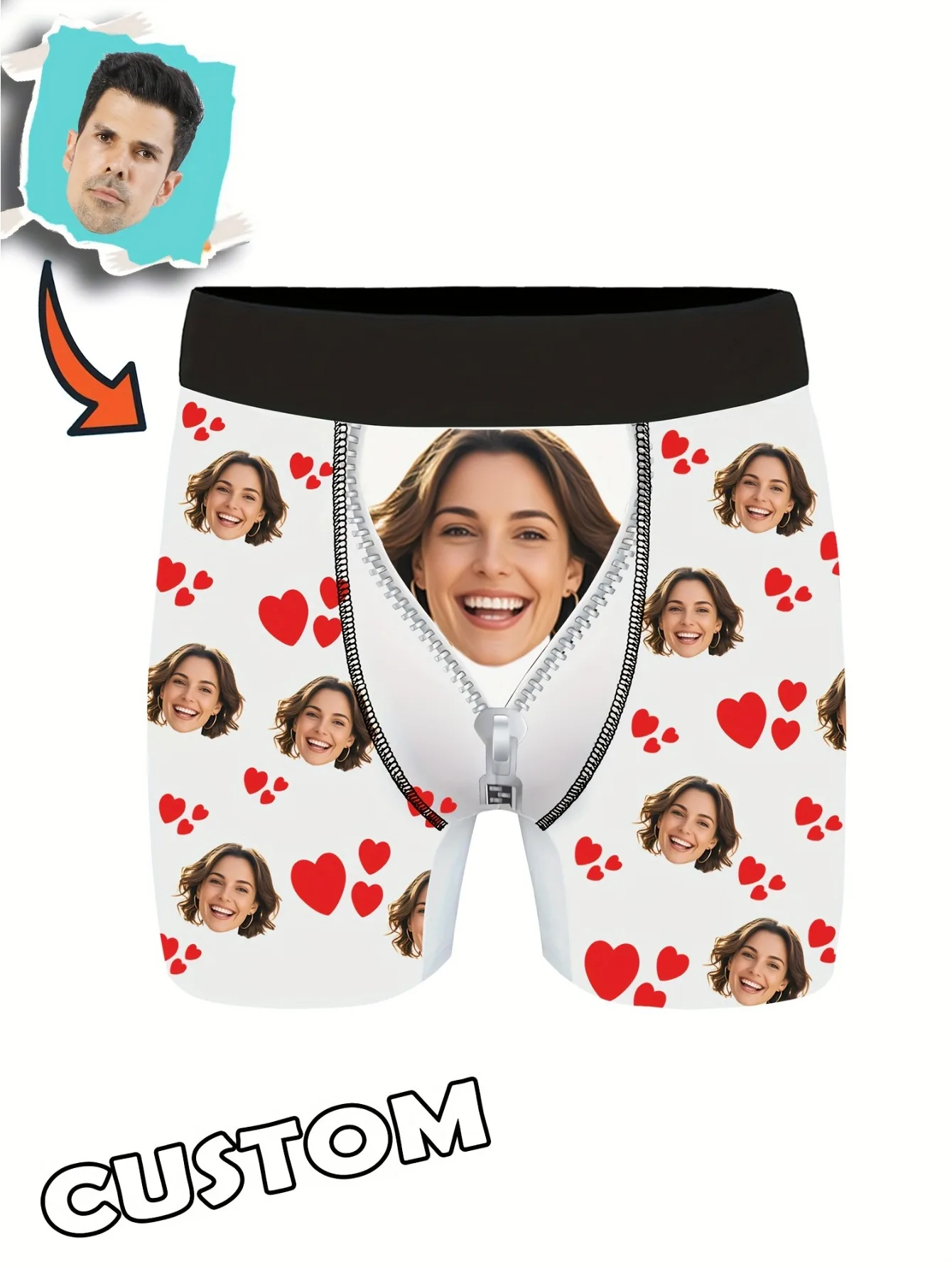Custom Personalized Printed Men's Boxer Briefs - Customizable with Exclusive Photos, Fun and Creative Underwear, Perfect