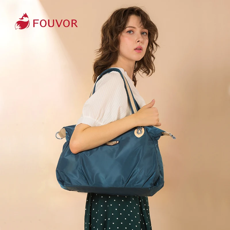 Duże damskie torby Fouvor, nylonowa torba typu tote z zamkiem błyskawicznym, wodoodporna torba na ramię z tkaniny Oxford, torebka damska, designerska, model 2611-04A — zdjęcie 3