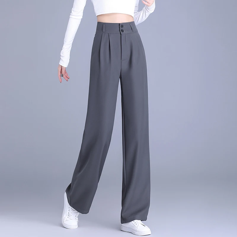 2025 Spring Autumn Women's Trousers High Waist Wide Leg Pants Slim Straight Women Clothing New Korean Fashionable Suit Trousers
