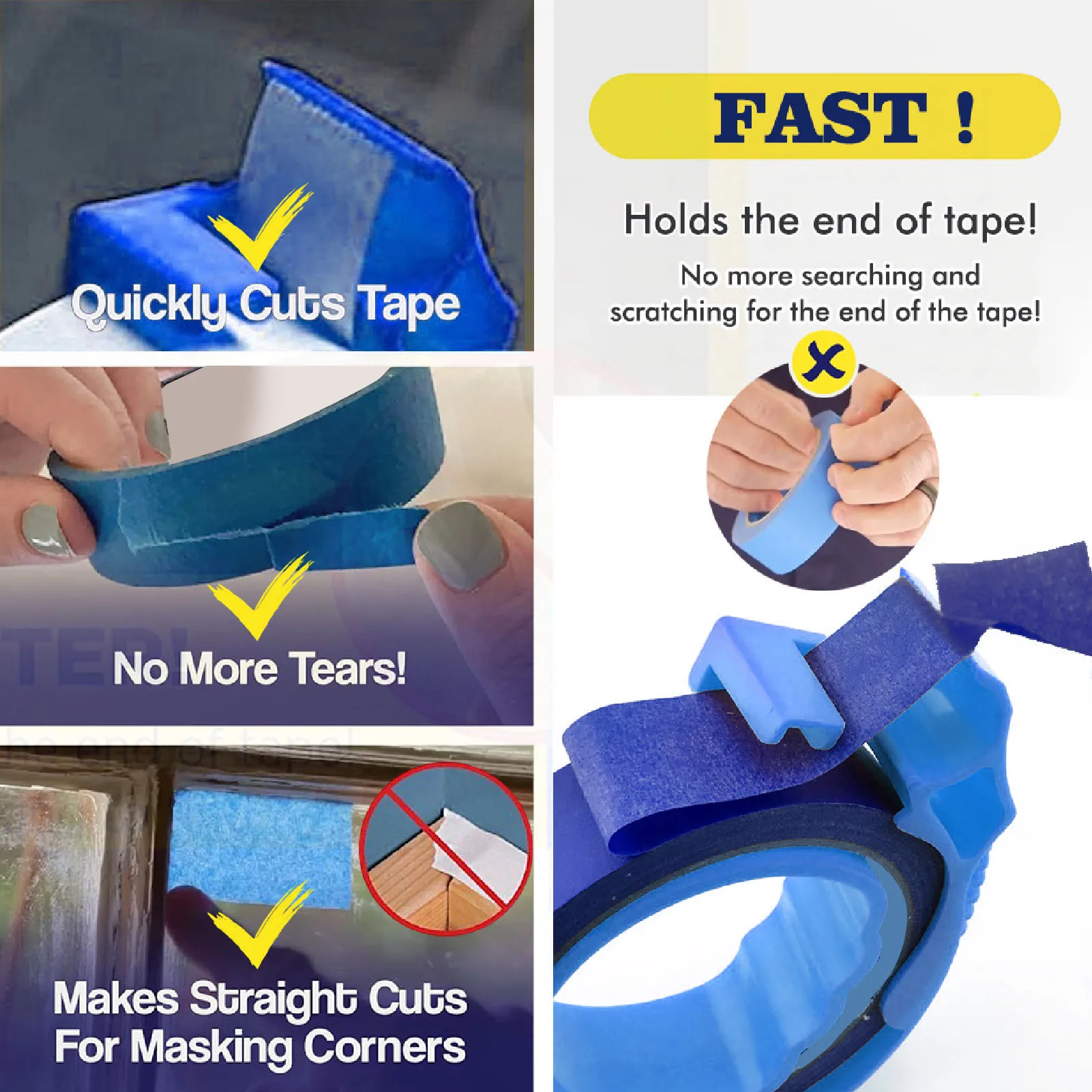 Masking Tape Dispenser Round Handle Portable Tape Applicator for Seam Stickers Painting Tapes 25mm Wide Blue Seam Tape Dispenser