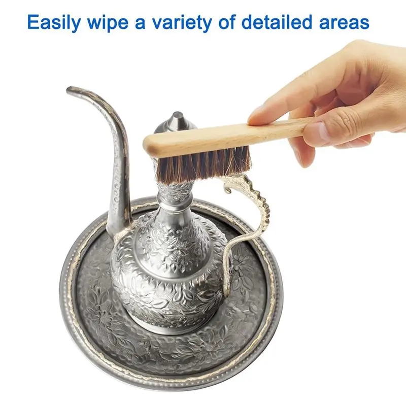 【هدية】مجموعة تنظيف فضية مكونة من 7 قطع، طقم تلميع فضي لفرش شعر الخيل + 5 قماش تلميع للعمل التفصيلي #1