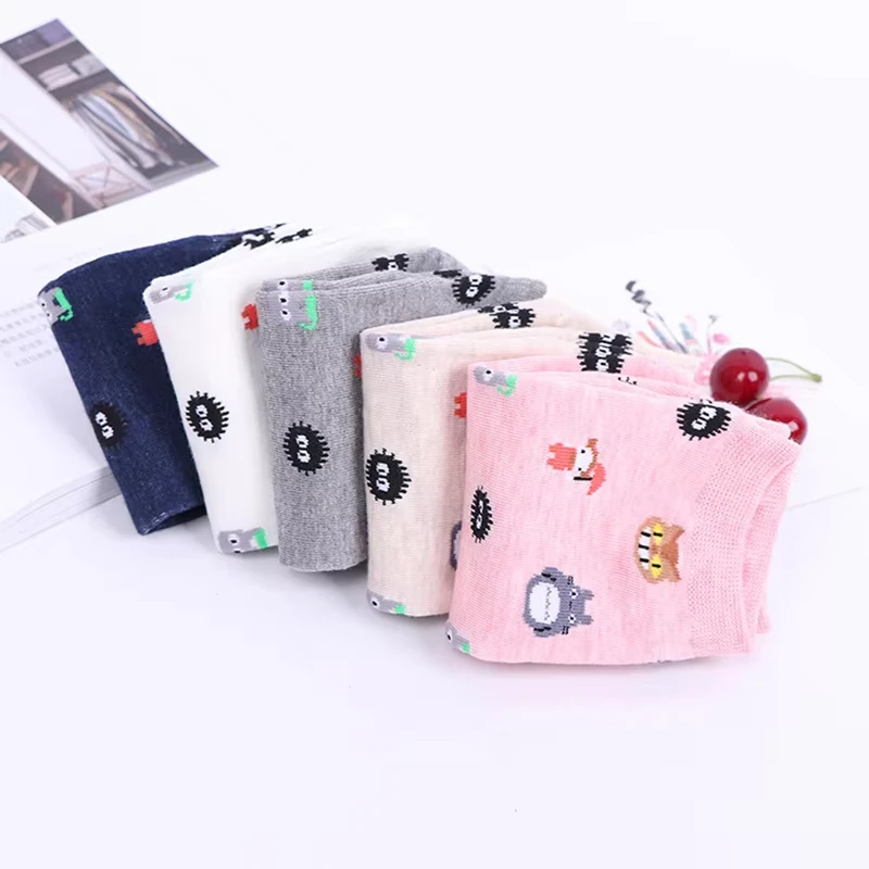 5 Pairs Anime Cartoon Socks Cosplay Cute Animal Invisible Boat Socks Anime Pattern Ladies Socks