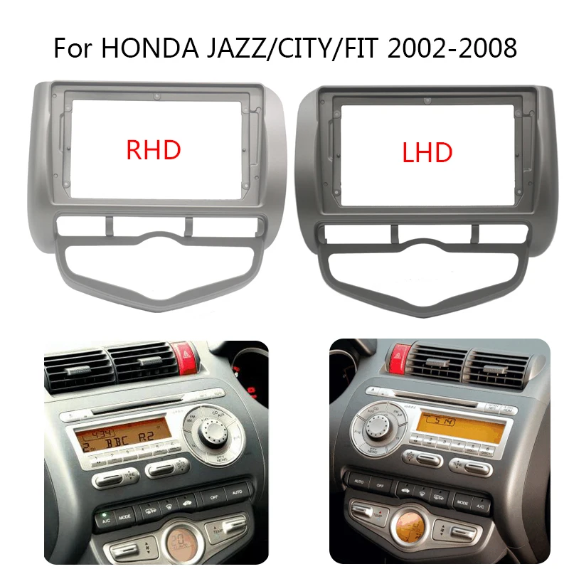 

9-дюймовый автомобильный радиоприемник Fascia ДЛЯ HONDA JAZZ/CITY/FIT 2002-2008, автомобильная стерео пластиковая панель с креплением, лицевая панель, комплект рамы