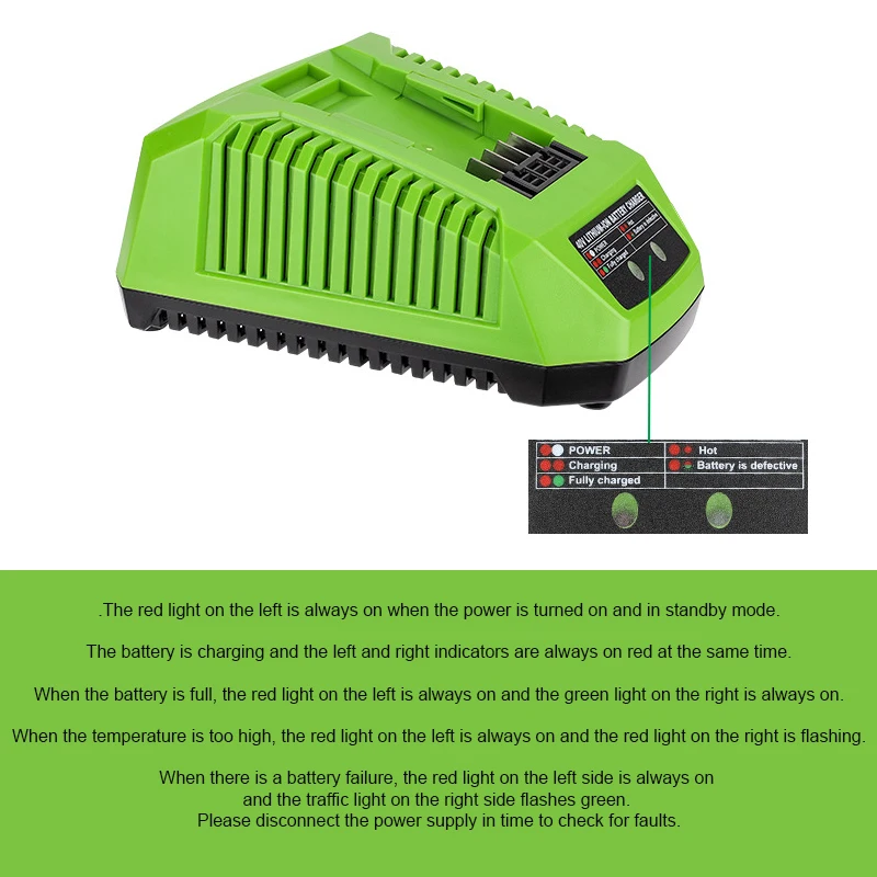 40V Power Tools Battery Charger For Greenworks 29482 29462 29472 2938302 BAF702 L-300 BAF704 BAF705 G-MAX Replacement