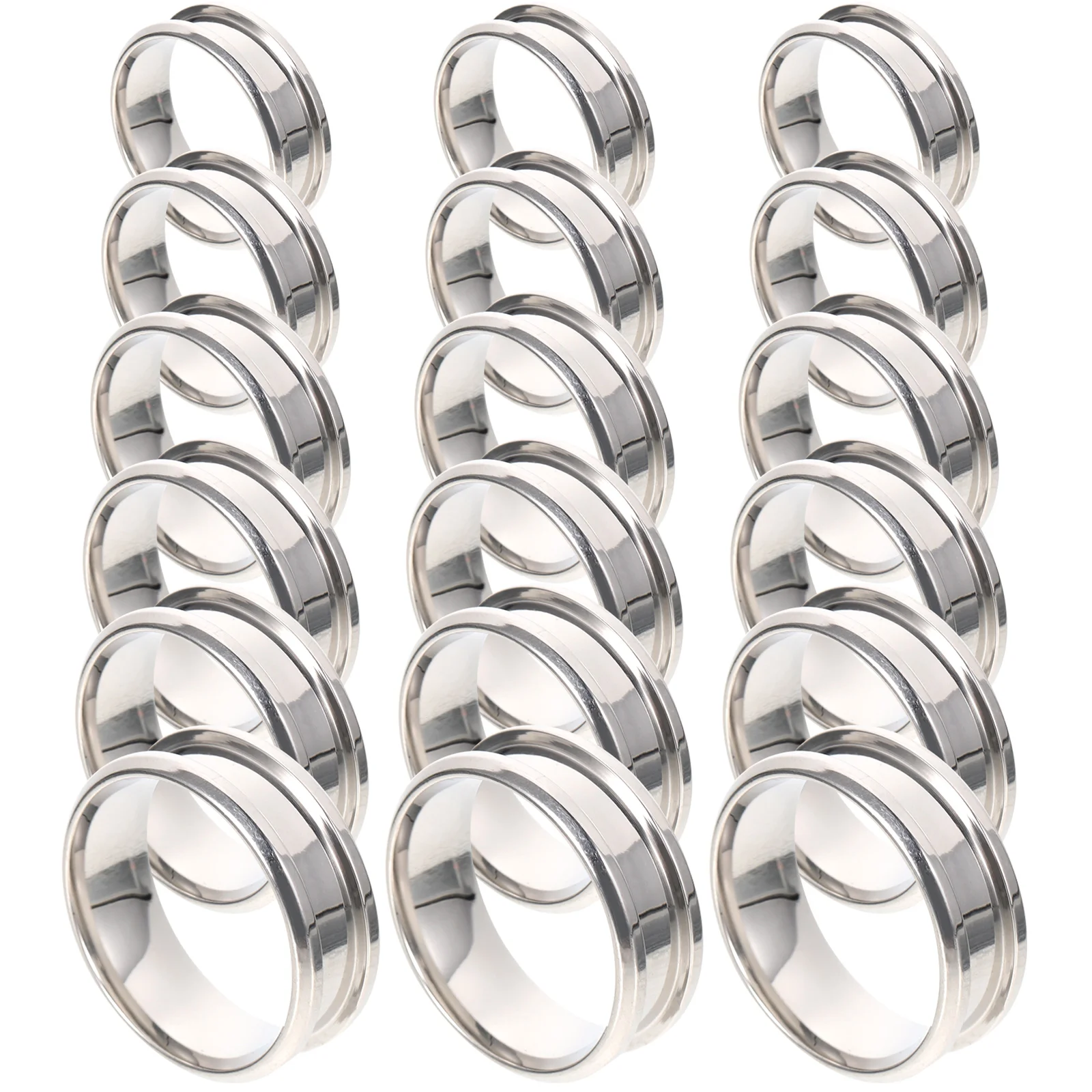 

18 Pcs Fluted Ring Polished Finger Rings Stainless Steel Jewelry Making Manual Fashion Blanks Plain
