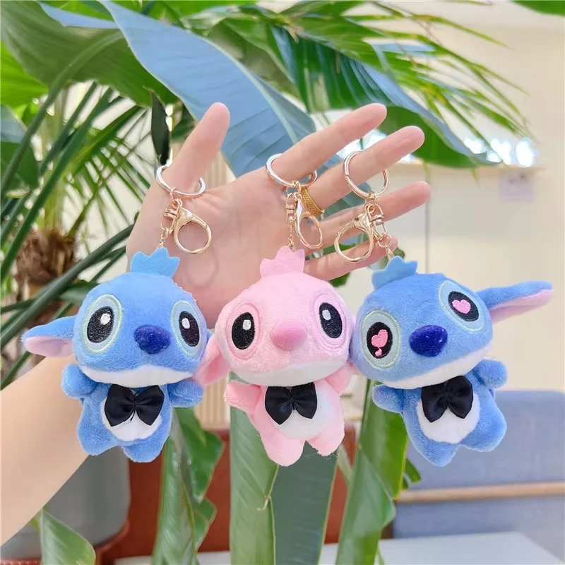 10cm 6 Anime Peripherals Styles Stitch Blue Pink Plush Toys Cartoon Toys Decoration Series Key Chain Children Birthday Gifts