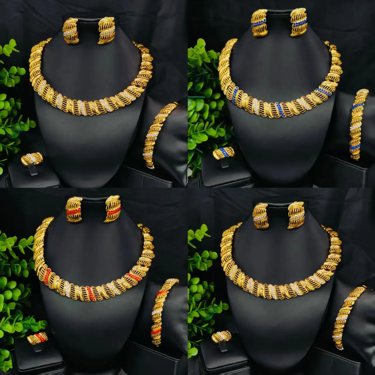 Lightweight Comfort Stylish Diamond  Necklace Earrings Bracelet Ring For Women 24K Gold AU999 all-day comfortable wear
