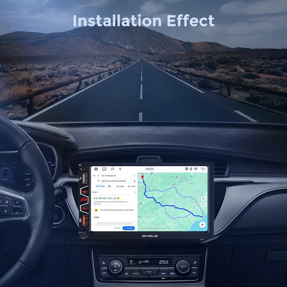 راديو السيارة العالمي CarPlay Android Auto 7 بوصة Android 13 لاسلكي مع بلوتوث واي فاي FM GPS والملاحة مشغل الوسائط المتعددة