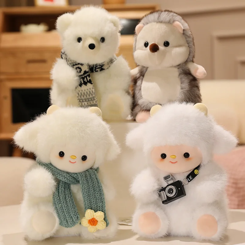 Schattig harig wit lam pluche schattig klein schaap knuffel beer egel pop knuffeldier kussen kawaii kerst verjaardagscadeau
