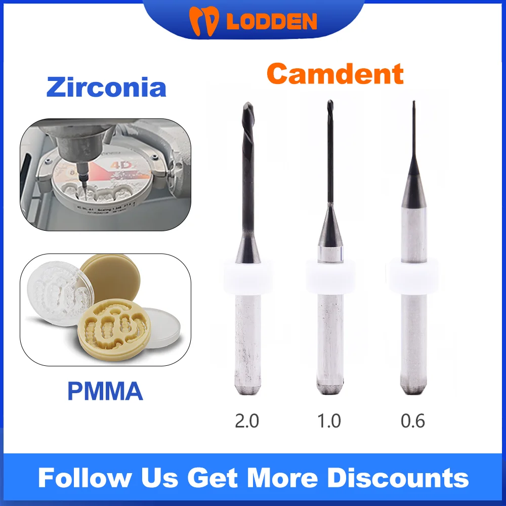 Camdent Dental Milling Burs D4 Shank DC/DLC/DCG Coating For Cutting Zirconia/PMMA Resin Dental Lab Grinding Tools