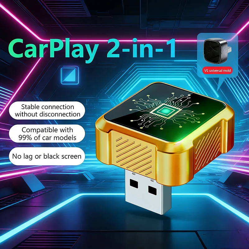Hot Selling 2-in-1 Wireless Carplay Android AutoAirplay Car Machine Interconnection Intelligent Carplay Box 2026