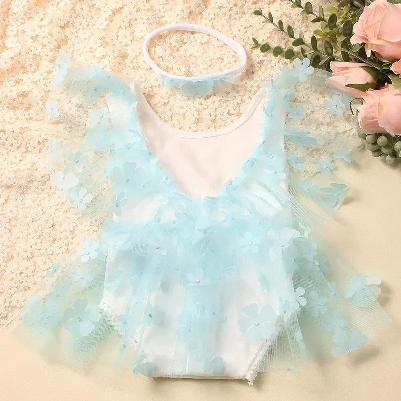 Newborn Flower Lace Princess Dress Baby Growth Commemorative Take Photos  Clothing Neonatus Full Moon Souvenir Photography Props