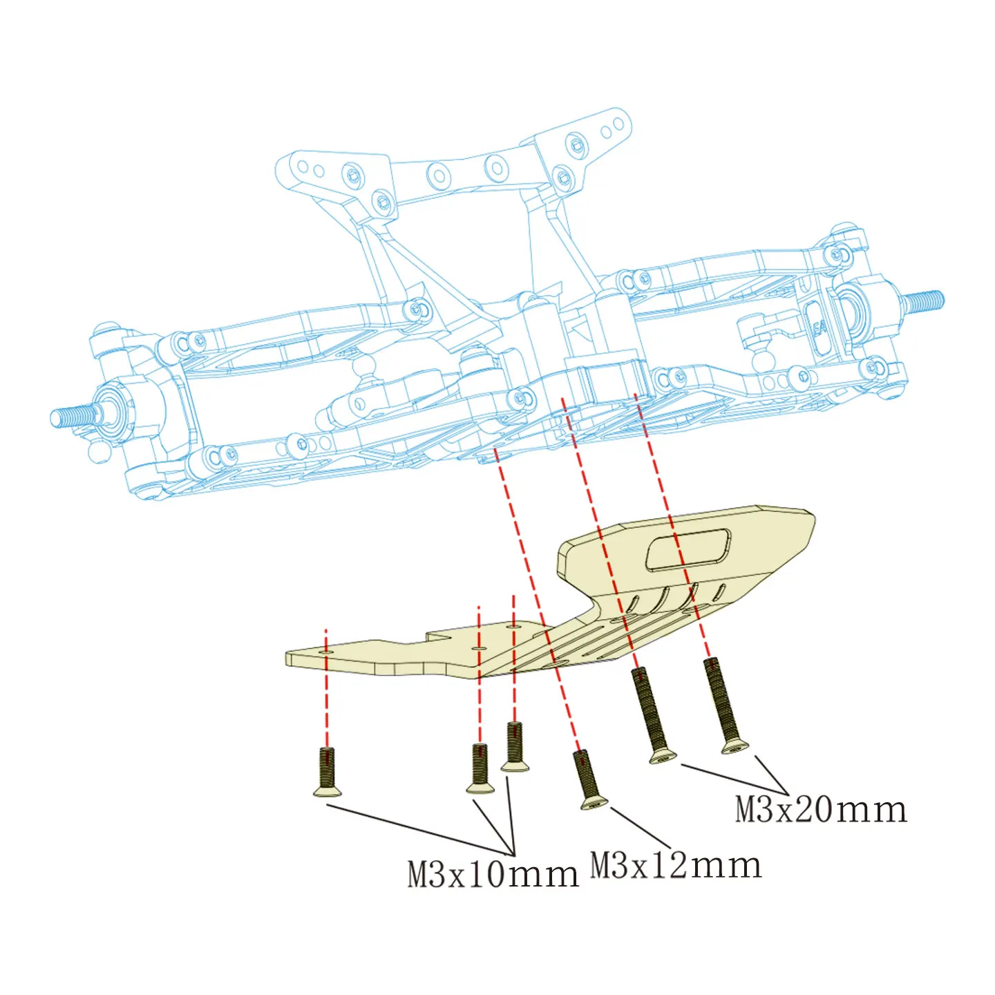 แผ่นกันกระแทกด้านหน้าแชสซีอลูมิเนียมอัลลอยด์ HR Tamiya DT-04