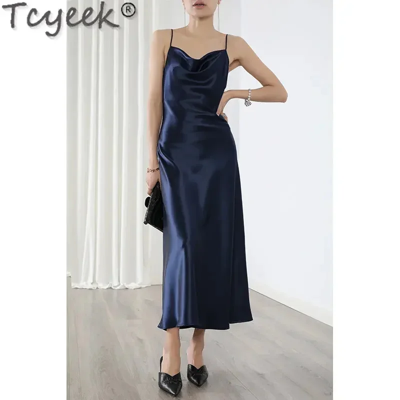 

Summer Tcyeek Clothing Swinging Collar Sexy Korean Maxi Dresses for Women Sleeveless Vestidos De Fiesta Zm2858