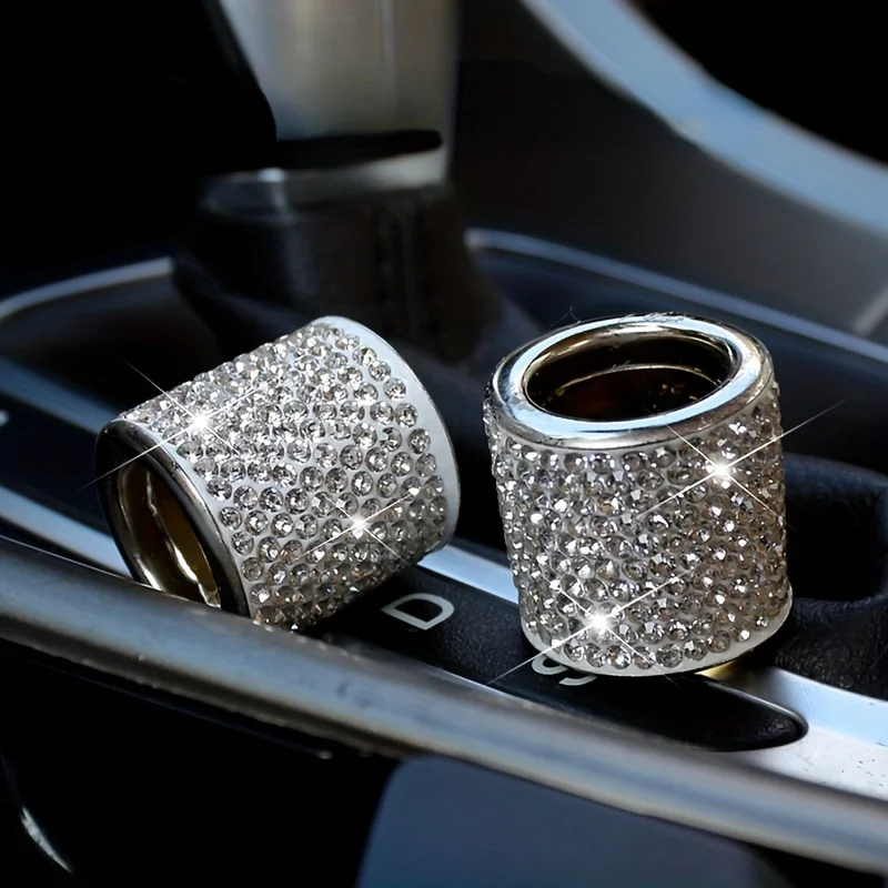 Fashion Shiny Rhinestone Seat Headrest Pole Metal Ring Interior Decoration Car Accessories Headrest Decoration Rhinestone Ring