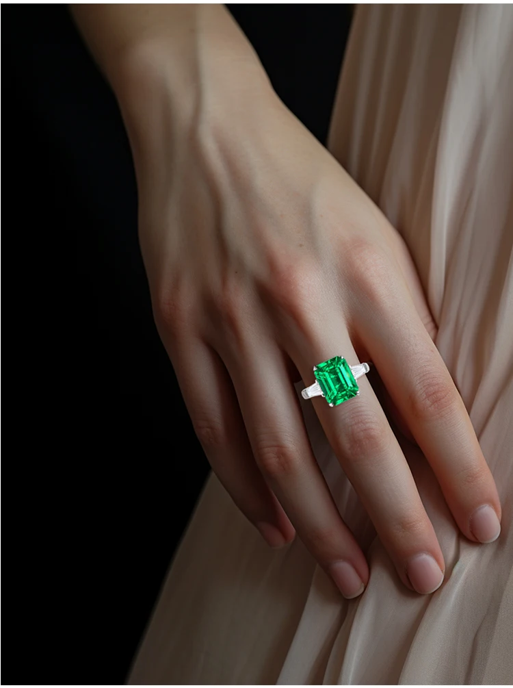 JEWELLWANG Luxuriöser, maßgeschneiderter 1-5 Karat Laborgewachsener Smaragd-Ehering, Geschenk für Frauen, 18 Karat massives Gold, Verlobungsring, edler Schmuck – Detail 17