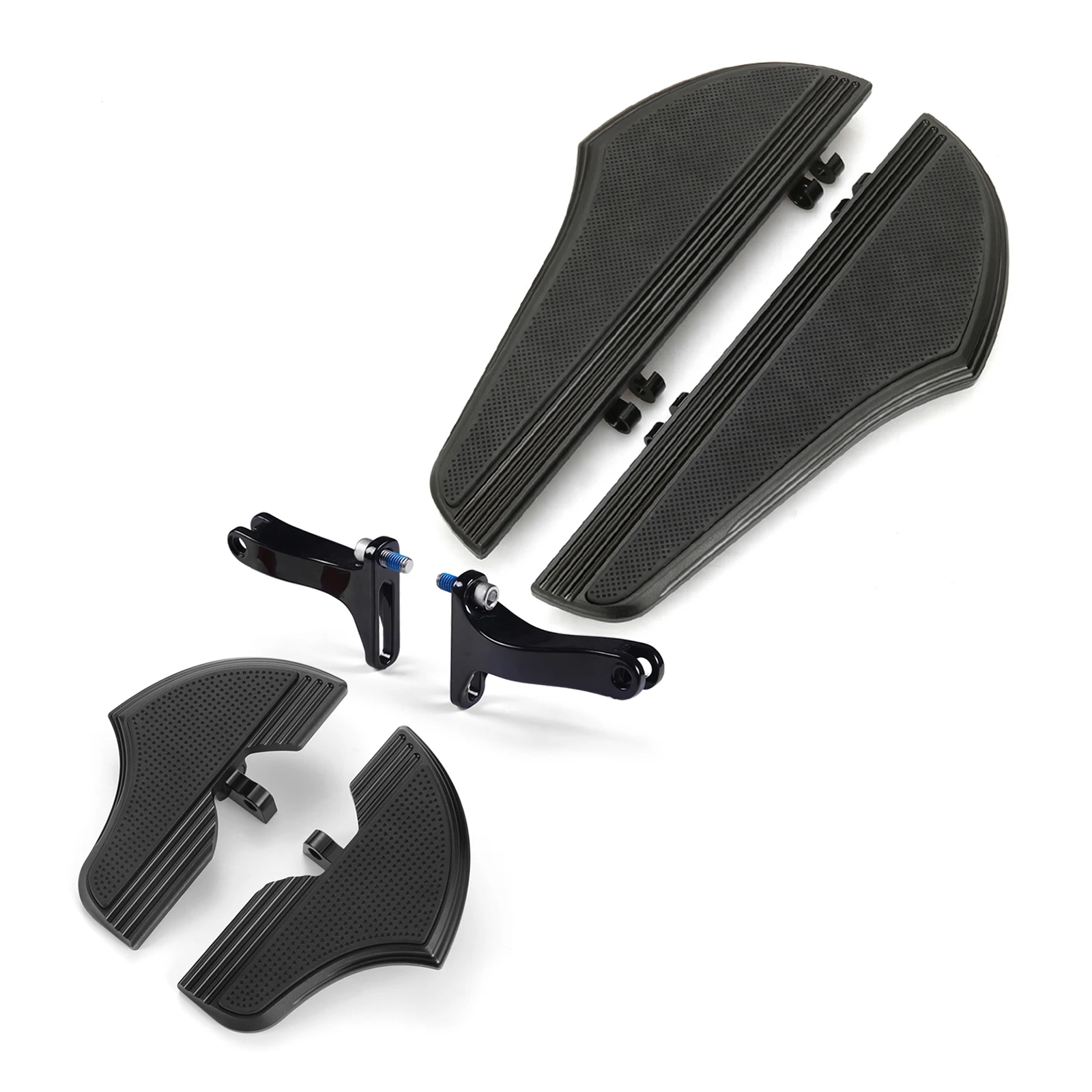 

STLF CNC Black Anodized Defiance Rider Passenger Footboard Kit for 1980-up Touring Street Glide FLHX 2012-2016 Dyna Switc