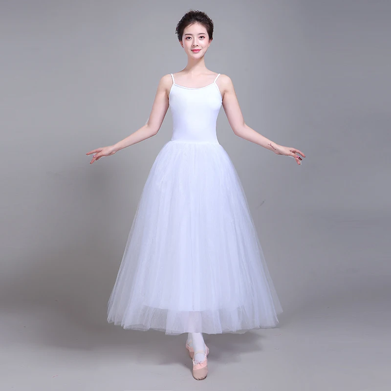 Ropa de Ballet para mujer adulta, vestido largo con tutú de Ballet para niños, faldas de práctica para fiesta, trajes de baile de actuación, vestido de bailarina
