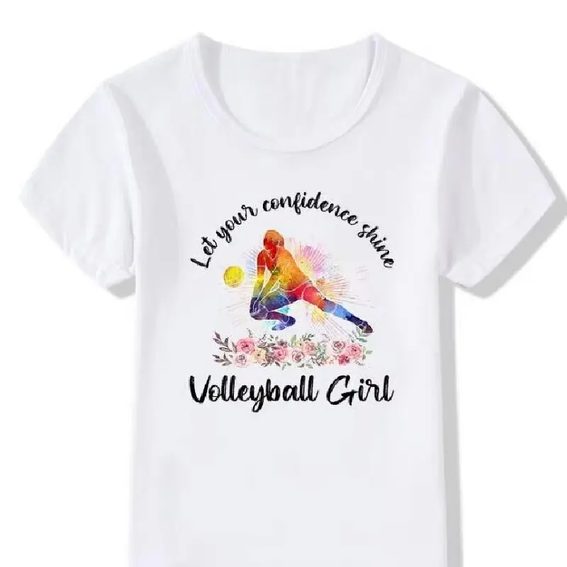 ダンスハートと、テコンドー、自信を持っている輝くバレーボールの女の子TシャツカジュアルスポーツサマーファッションTシャツトップス