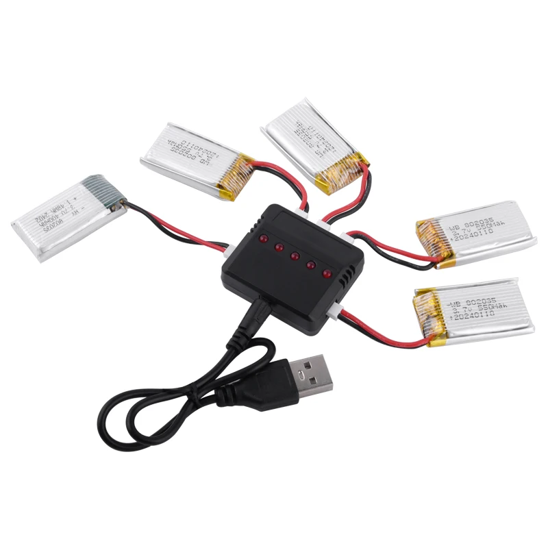 3.7V 550mAh Lipo Battery For X4 H107 H31 KY101 E33C E33 U816A V252 H6C RC Drone Spare Parts 3.7v 802035 Battery Charger Set