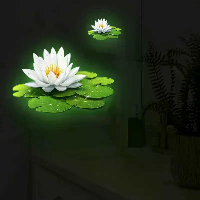 Glow-In-The-Dark Lotus Toilet Stickers Removable Self-Adhesive Bathroom Decor Decals Wall Sticker Home Decor Toilet Seat Sticker