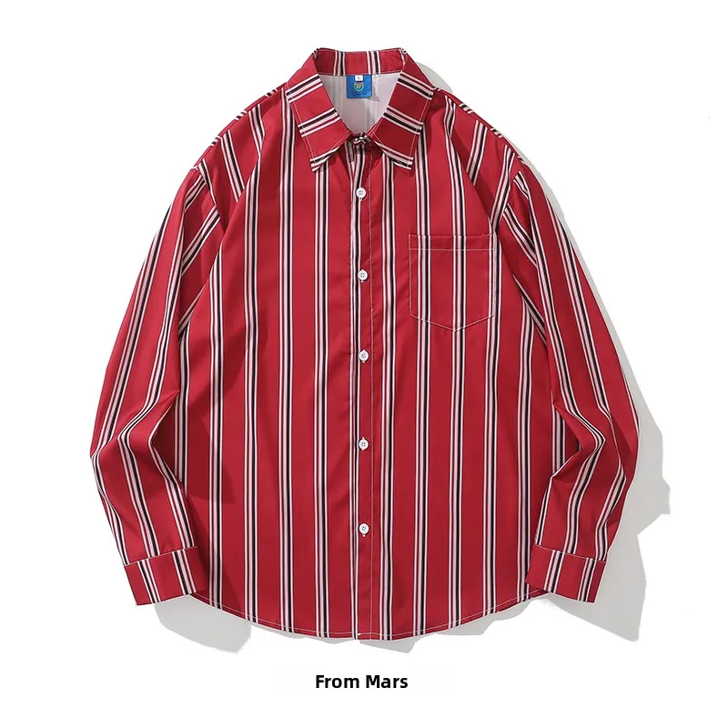 

Повседневная рубашка Cool Salt Series с вертикальными полосками и длинными рукавами от Trendy Harajuku Sle Loose Fit Autumn Fashion