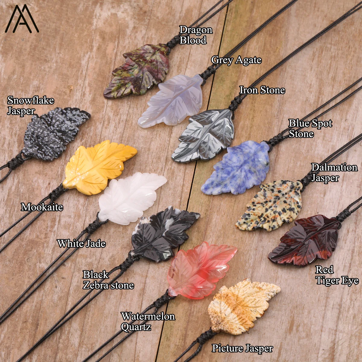 Leaf Shape Gems Stone Pendant Necklace For Women Quartz Crystal Leather Necklace Luxury Birthday Wedding Handmade Jewelry Gifts