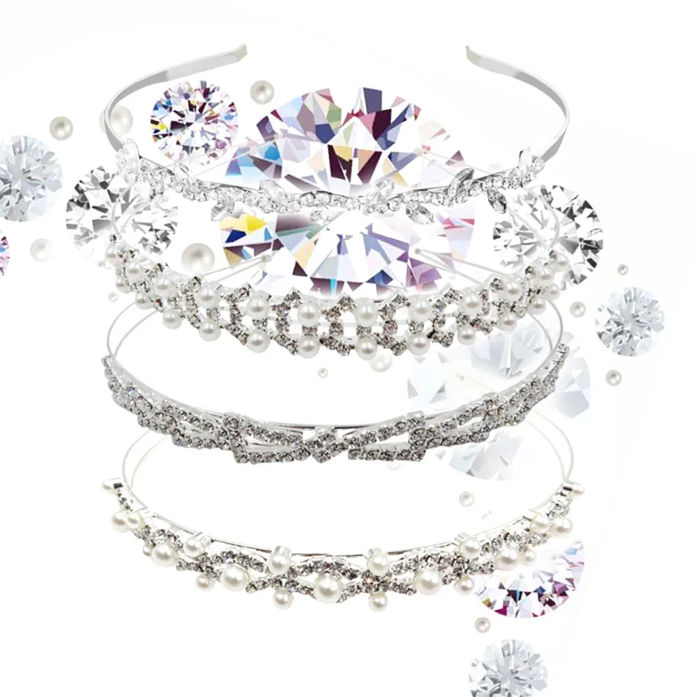 

4 Pcs Headb for Women Bride Hair Accessories Wedding Hairb Bridal Prom Evening Party Hairstyling Crystal Headb Tool