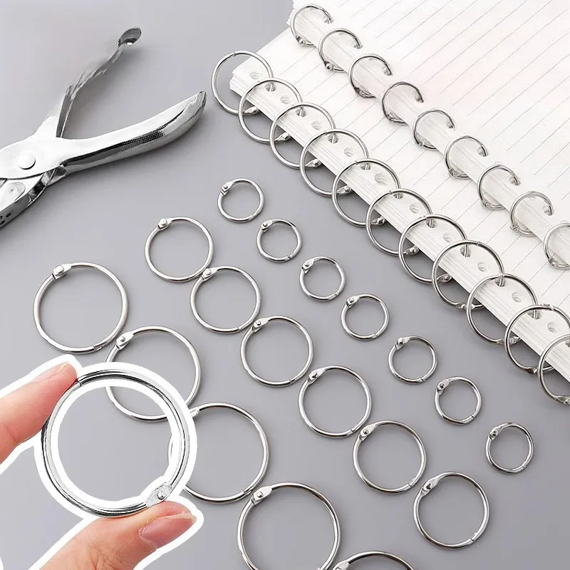 

20/50/100 шт. 15/20/25/30/35 мм кольца для переплета из нержавеющей стали с никелевым покрытием, металлические кольца для переплета, расходные материалы для творчества