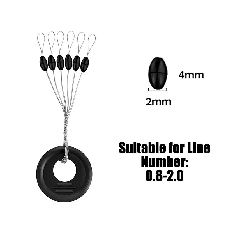 PRO BEROS 60Pcs 10Set Schwarz Gummi Space Beans Oval Stopper Angeln Bobber Float Wels Flotador Angeln Float Folat linie Stoppt