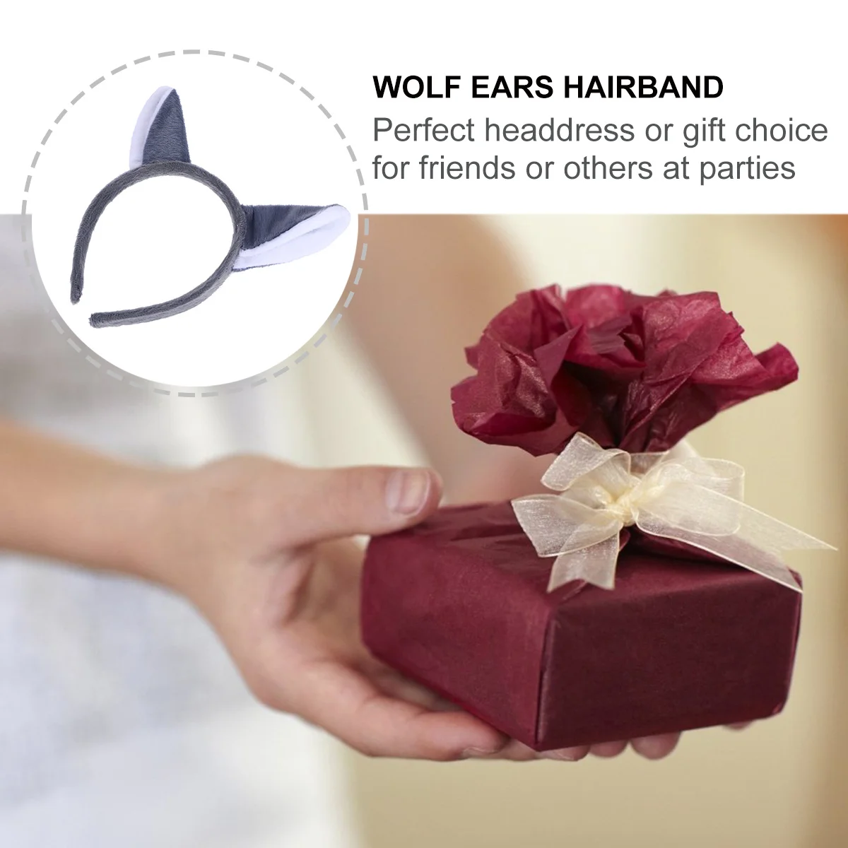 

3 Pcs Wolf Ears Headdress Bands Hair Hoop Grey Hairband Headbands for