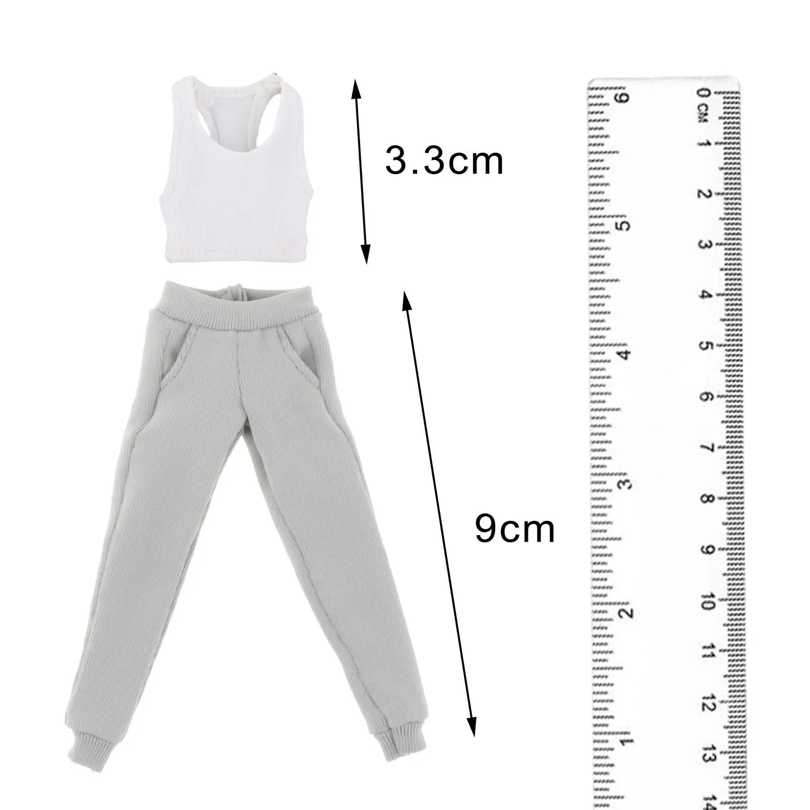 Immagine 7: 2 pezzi 1/12 moda femminile tinta unita gilet sportivo e pantaloni costume per 6 