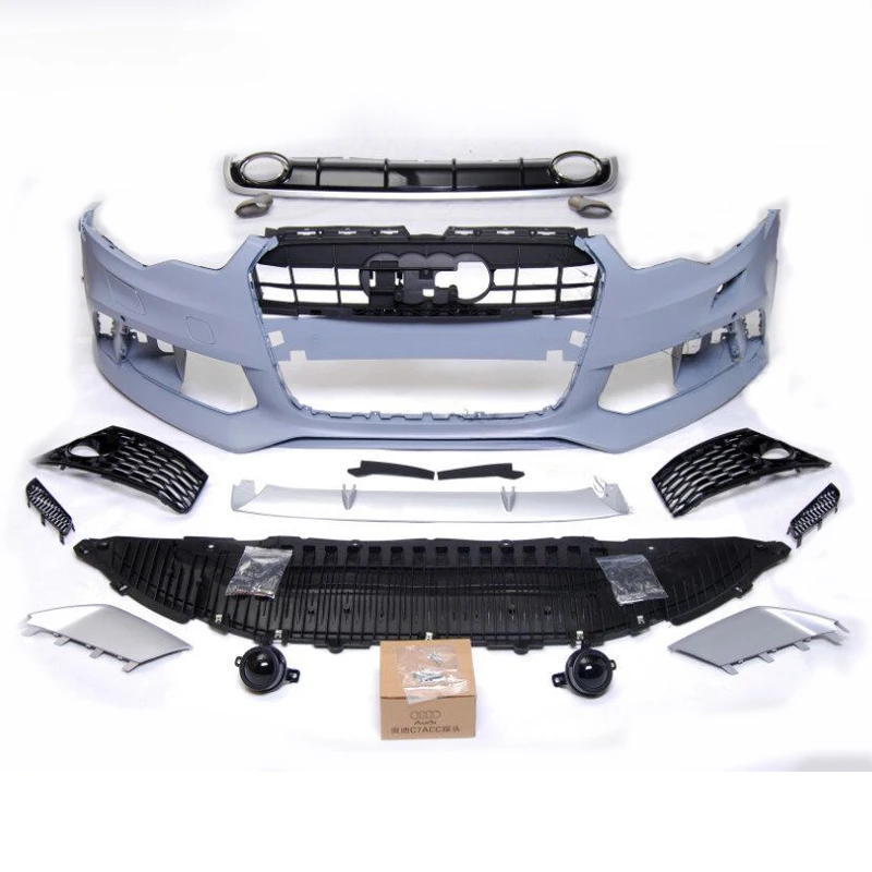 kit A6 to RS6 front bumper set for 2013 to 2016 look style car bodykit replacement parts