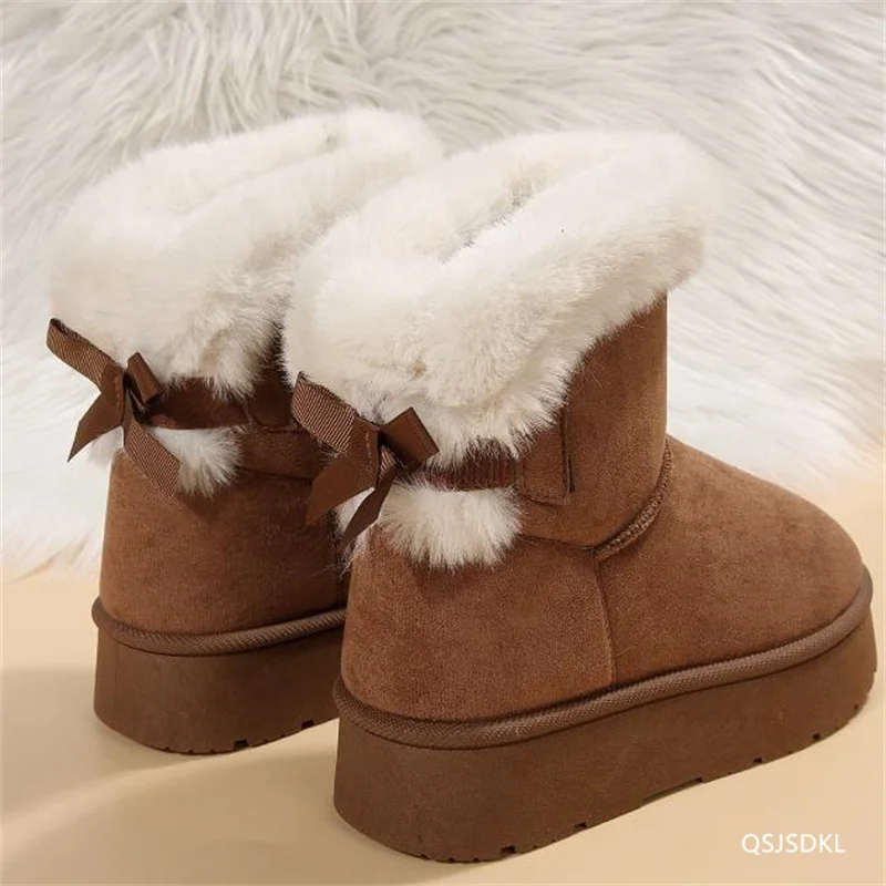 Ankle Flats Platform Women Snow Boots Suede Plush Warm Casual Shoes 2025 New Winter Thick Fashion Shoes Chelsea Women's Boots