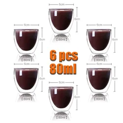80Ml Double Wall Cup Transparent Handmade Heat Resistant Tea Drinking Cups Mini Whiskey Cup 100 Celsius Espresso Coffee Cup Hot