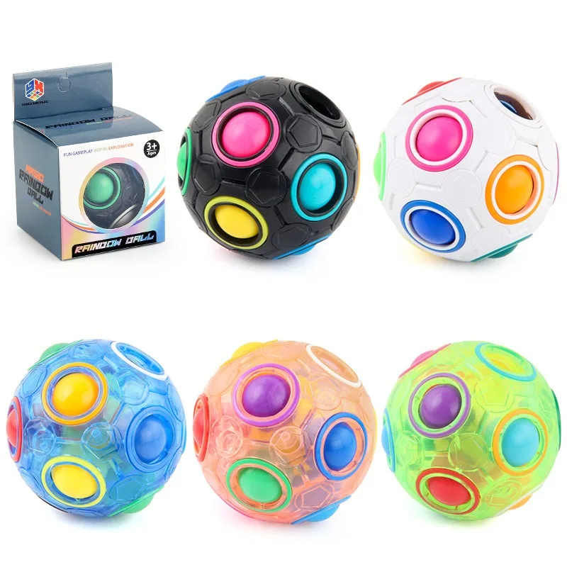 

Magic Rainbow Puzzle Ball Speed Cube Ball Fun Stress Reliever Brain Teaser Color Matching 3D Puzzle Toy for Children Teen Adult