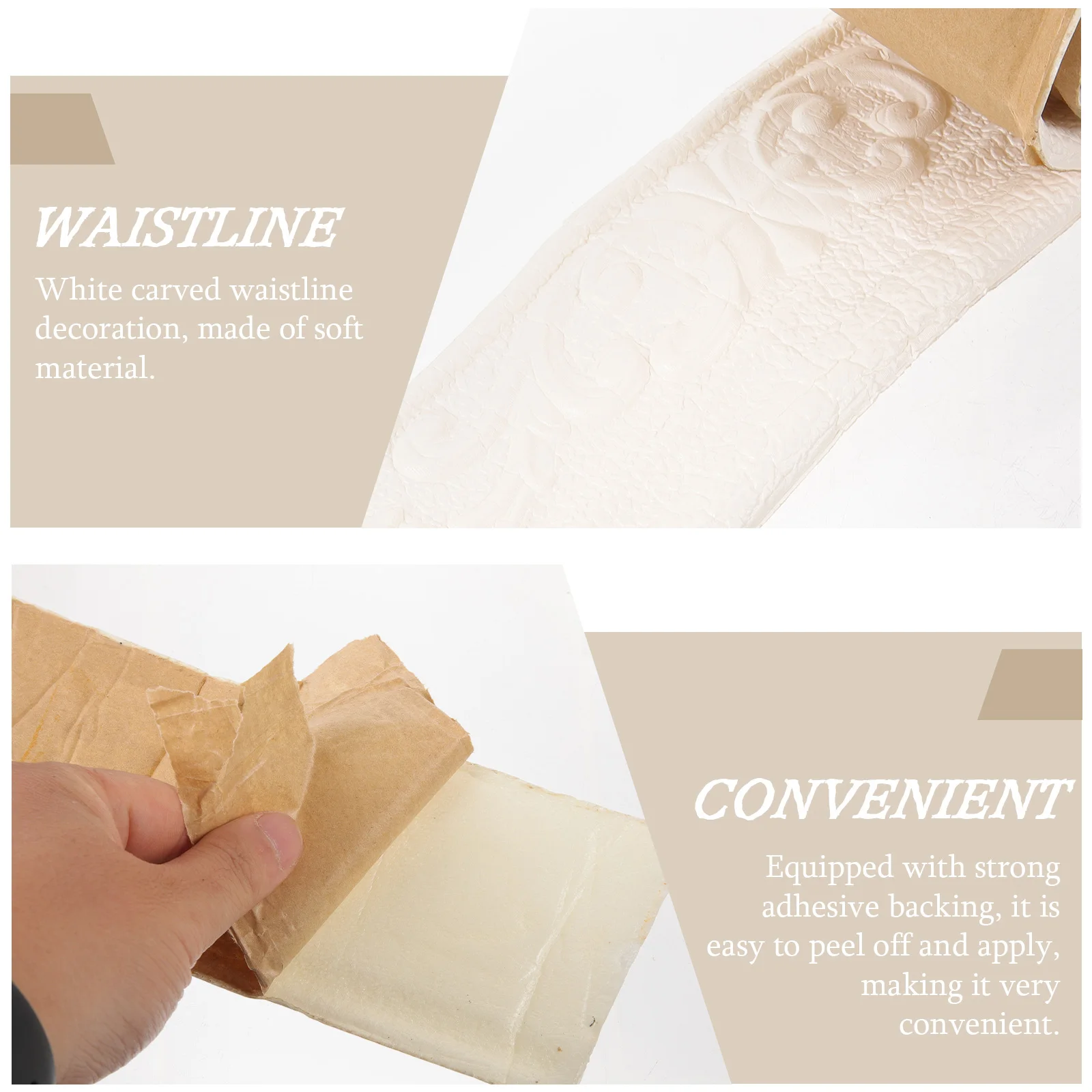 

1 Roll 3D Foam Wall Trim Peel Stick Flexible Corner Molding Self-Adhesive Waterproof Wall Edge Decor For Living Room Bedroom