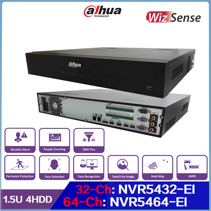 

Dahua 32Channels & 64Channels 1.5U 4HDD WizSense Network Video Recorder, NVR5432-EI & NVR5464-EI, Support Face Detection, ANPR