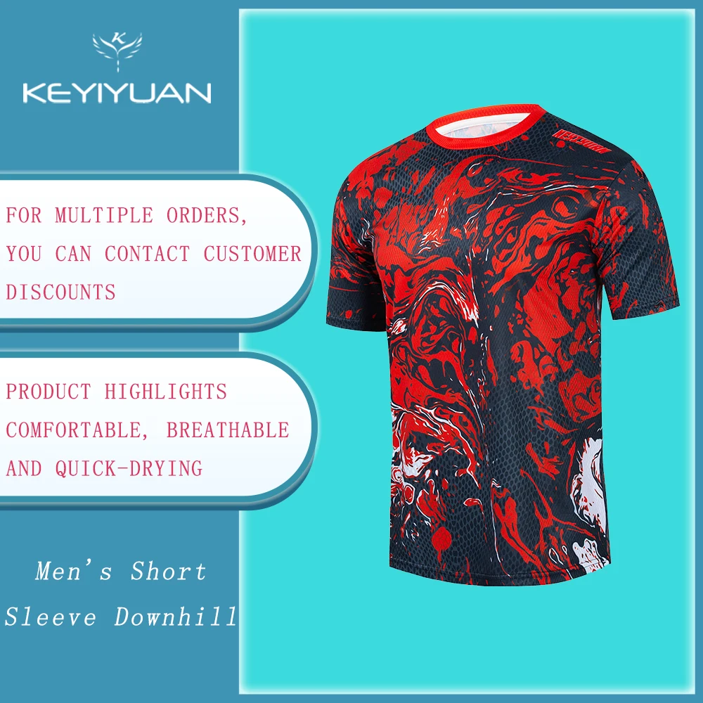 

KEYIYUAN Men Short Sleeve Mountain Bike Jersey Motocross Mtb Shirt Downhill T-shirt Outdoor Bicycle Cycling Clothing Maillot Vtt