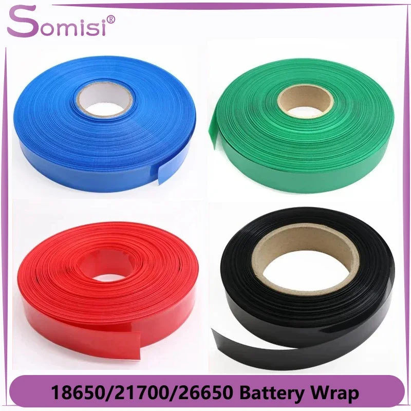 

2/5/20/50M Battery Wraps 18650 21700 Wrap PVC Shrinkable Sleeve Tubing Protect Pipe Cover Battery Film 26650 Shrink Tube